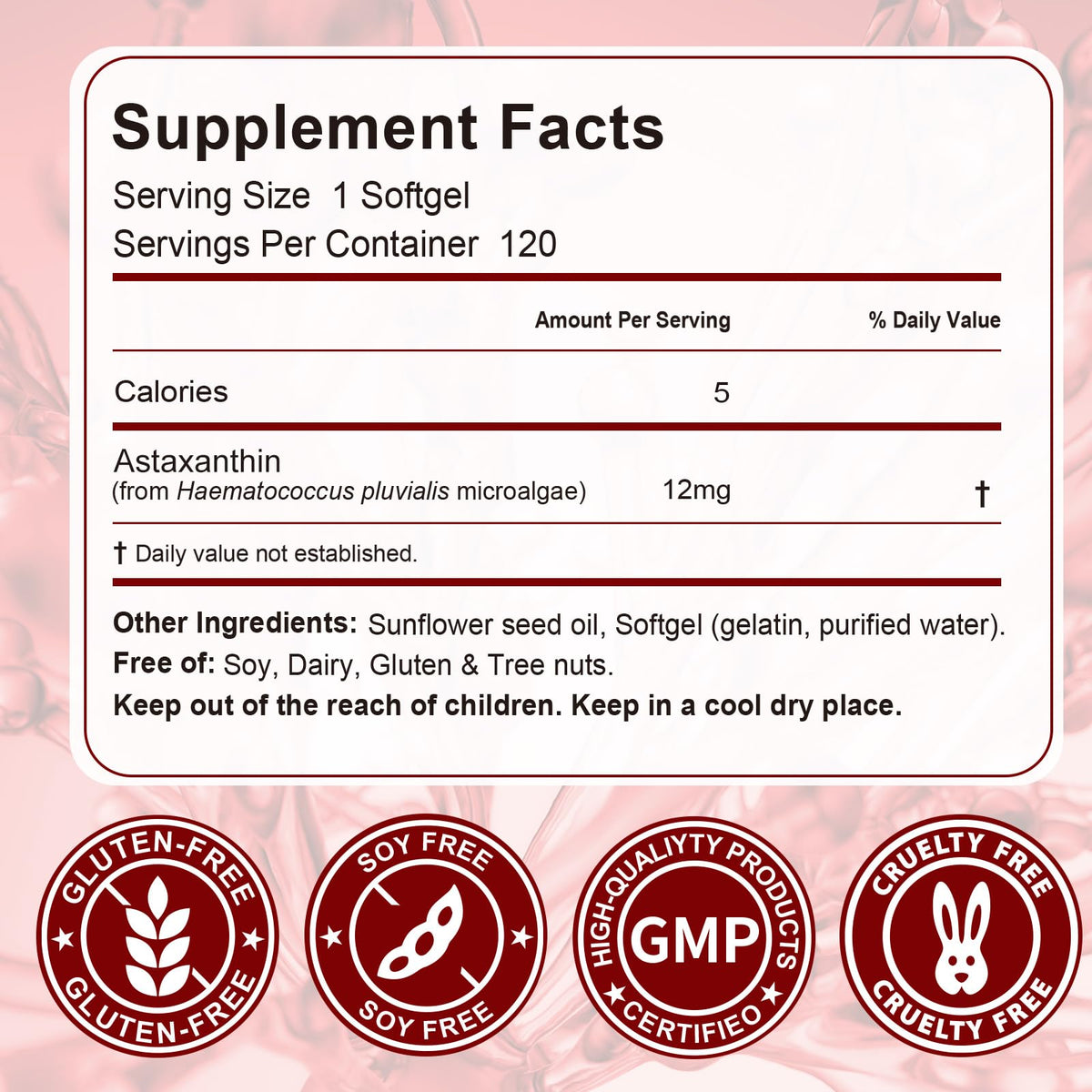 Vortexonix Astaxanthin 12mg gélules à côté d'un verre d'eau