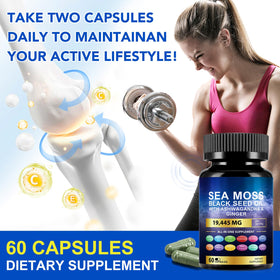 Vortexonix Capsules de Mousse de Mer et Huile de Graines Noires, prise de deux capsules