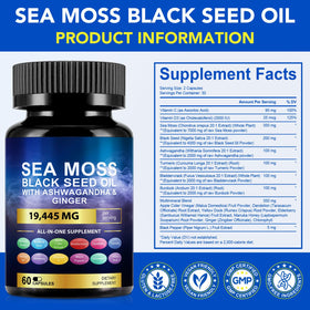 Vortexonix Capsules de Mousse de Mer et Huile de Graines Noires, taille des capsules