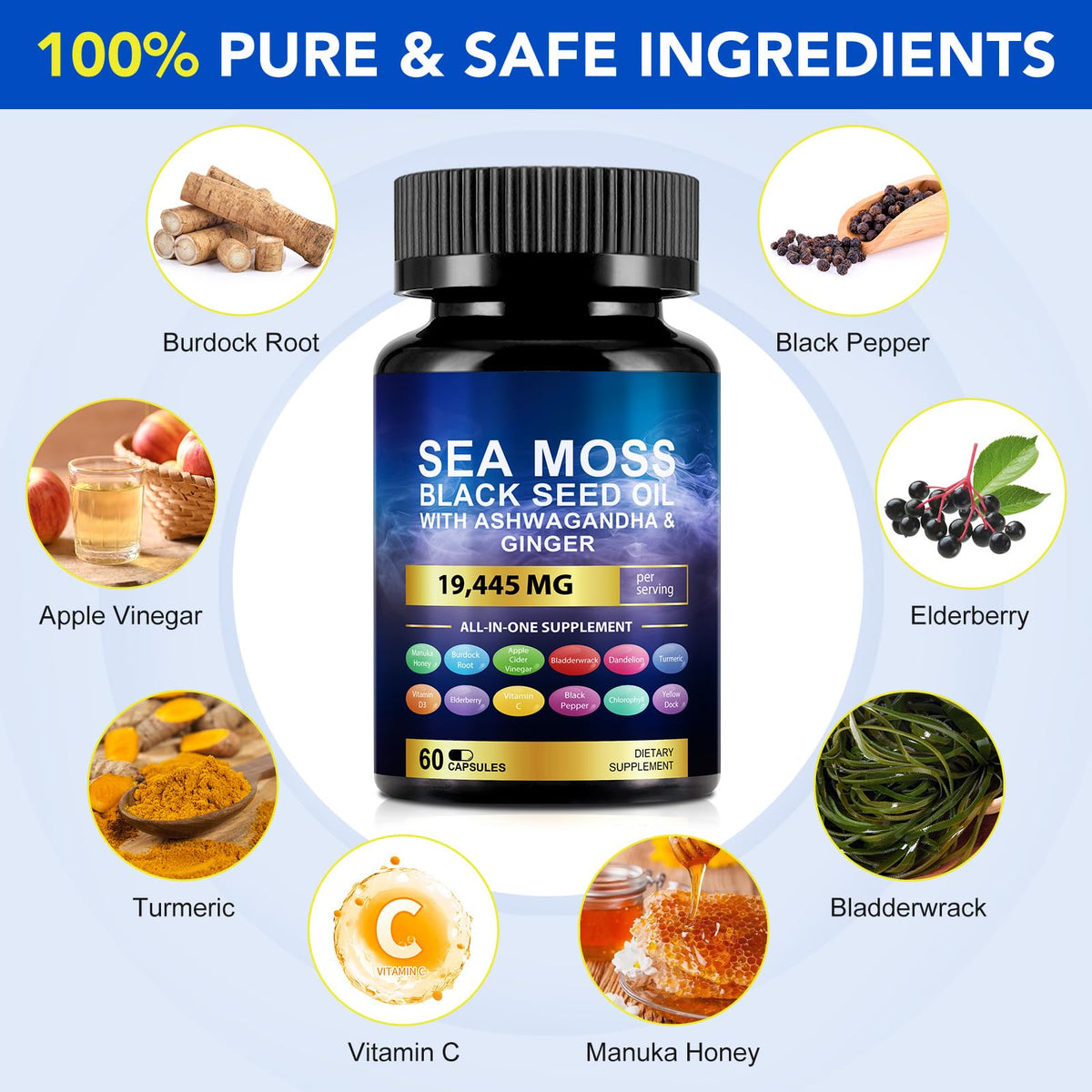 Vortexonix Capsules de Mousse de Mer et Huile de Graines Noires, vue arrière