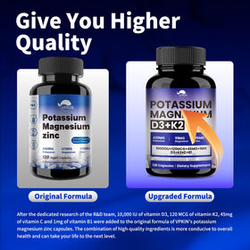 VPKIN Potassium Magnésium Zinc D3 K2 capsules vegan