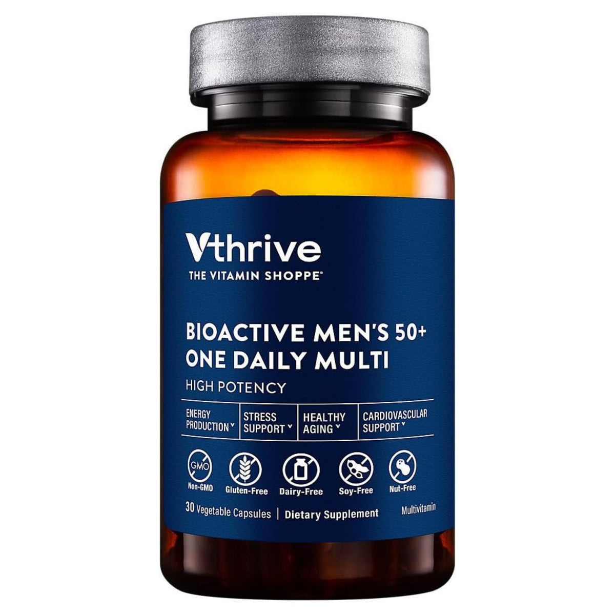 Vthrive Multivitamine BioActive Men 50+ 30 Capsules - Vue de face