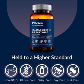Vthrive Multivitamine BioActive Men 50+ Étiquettes et informations