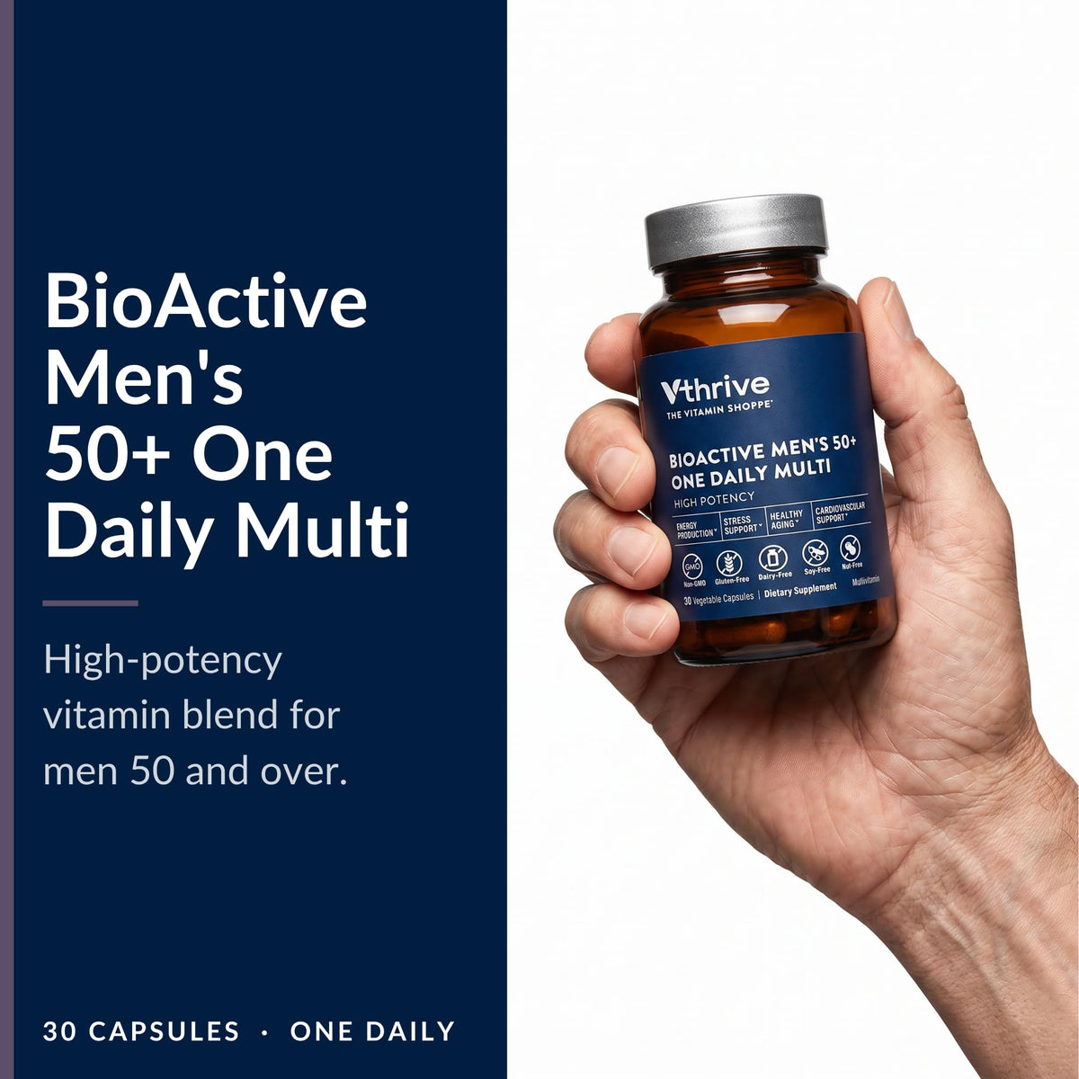 Vthrive Multivitamine BioActive Men 50+ Flacon et Capsules