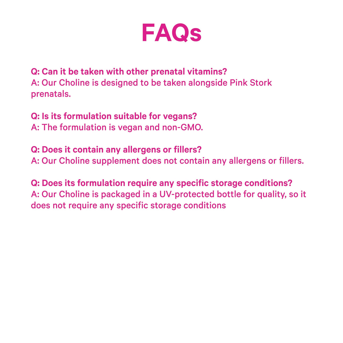 Vue aérienne de la bouteille de Pink Stork Choline Bitartrate