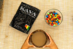 Vue aérienne de la poudre de Kava Kava Wakacon