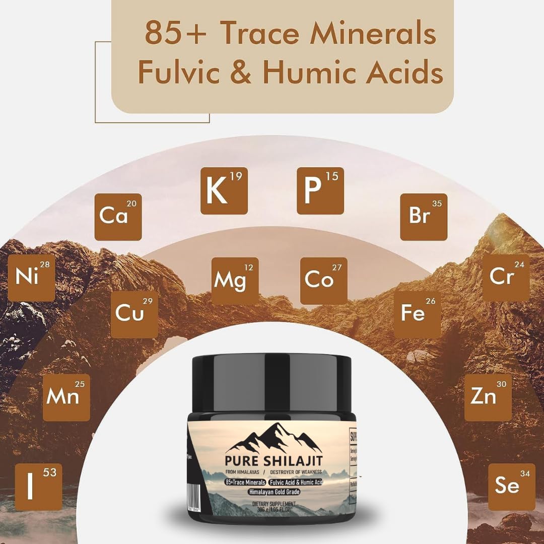 Vue aérienne de la résine de Shilajit Himalayen PURE HEALTH MAX