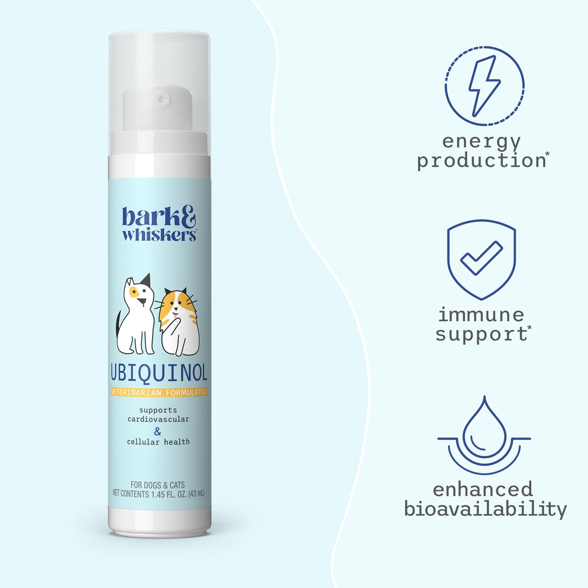 Vue arrière de Dr. Mercola Ubiquinol liquide pour animaux