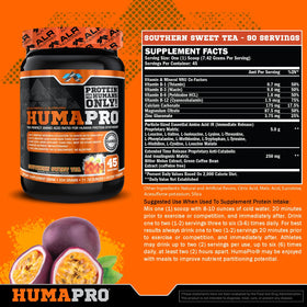 Vue arrière de l'emballage ALR Industries Humapro, ingrédients et informations nutritionnelles