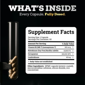 Vue arrière de l'emballage Black Forest Nattokinase 10 800 FU