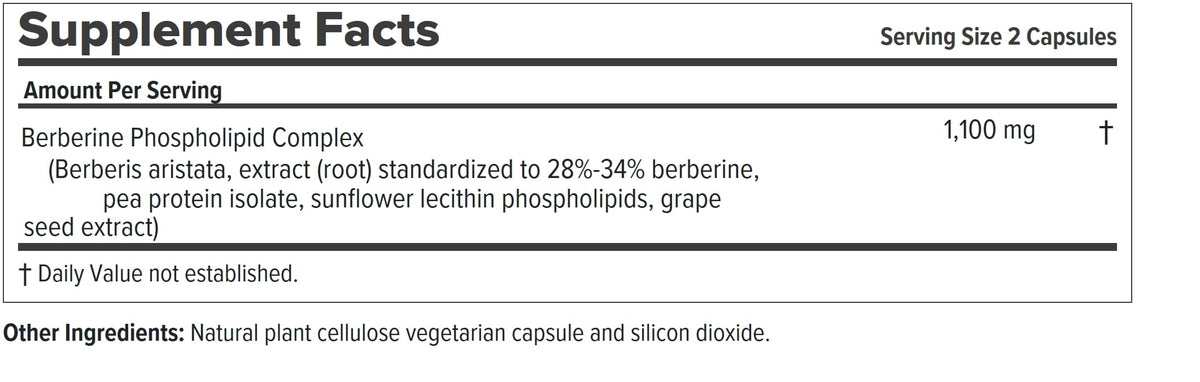 Vue arrière de l'emballage d'ANDREW LESSMAN Complexe de Phospholipides de Berbérine