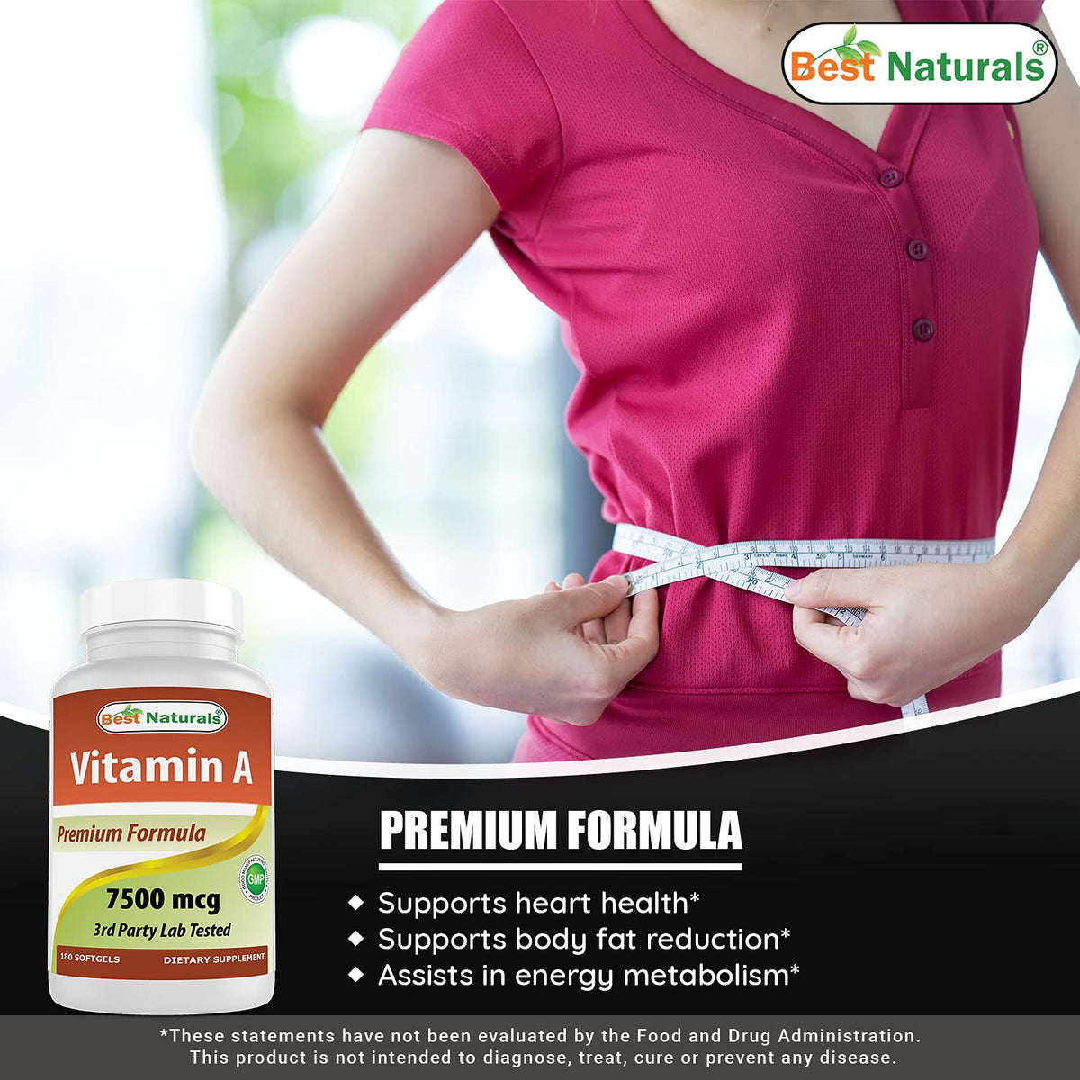 Vue arrière de l'emballage de Best Naturals Vitamine A
