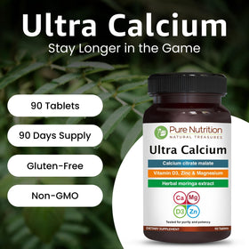 Vue arrière de l'emballage de PURE NUTRITION Ultra Calcium