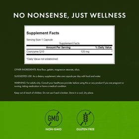 Vue arrière de l'emballage de Swanson CoQ10 120mg