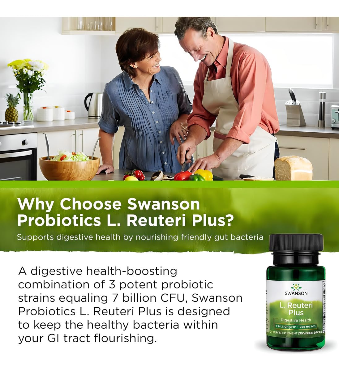 Vue arrière de l'emballage de Swanson L. Reuteri Probiotic Plus