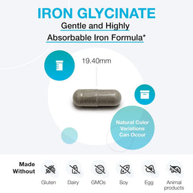 Vue arrière de l'emballage de XYMOGEN Glycinate de Fer