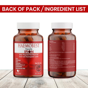 Vue arrière de l'emballage des capsules de fer HealthBest