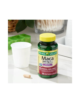 Vue arrière de l'emballage des capsules de maca racine bio 500mg