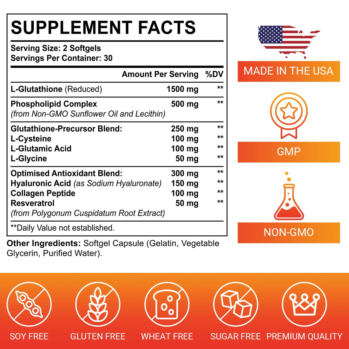 Vue arrière de l'emballage des gélules de Glutathion Liposomal