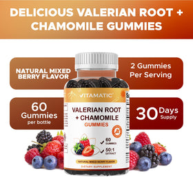Vue arrière de l'emballage des gummies Vitamatic avec informations nutritionnelles