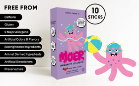Vue arrière de l'emballage des JellyStix MOER, informations nutritionnelles