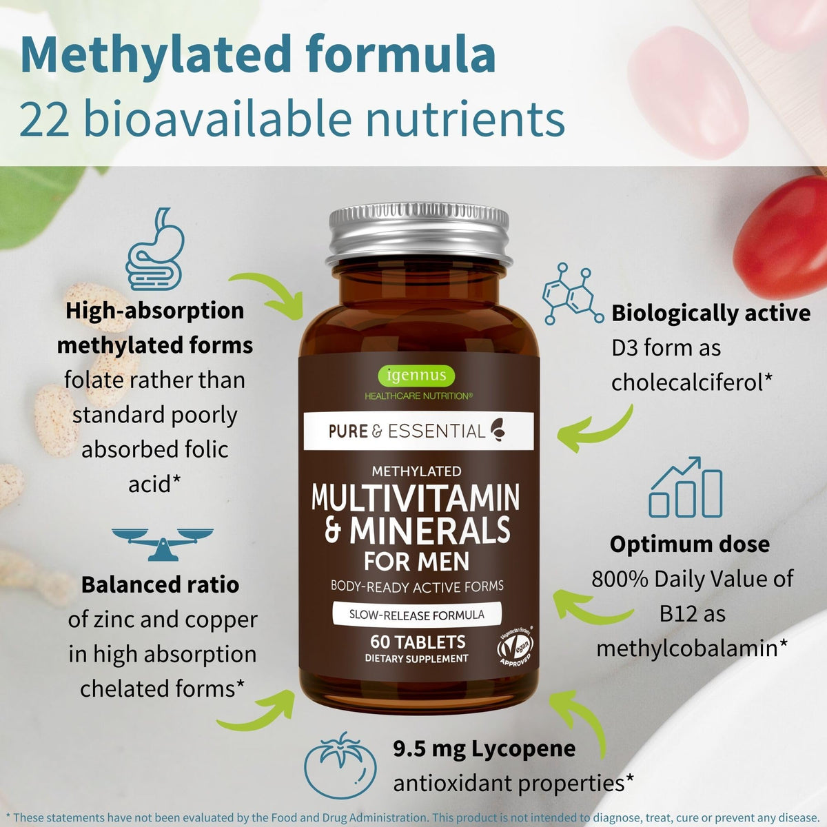 Vue arrière de l'emballage des multivitamines Igennus