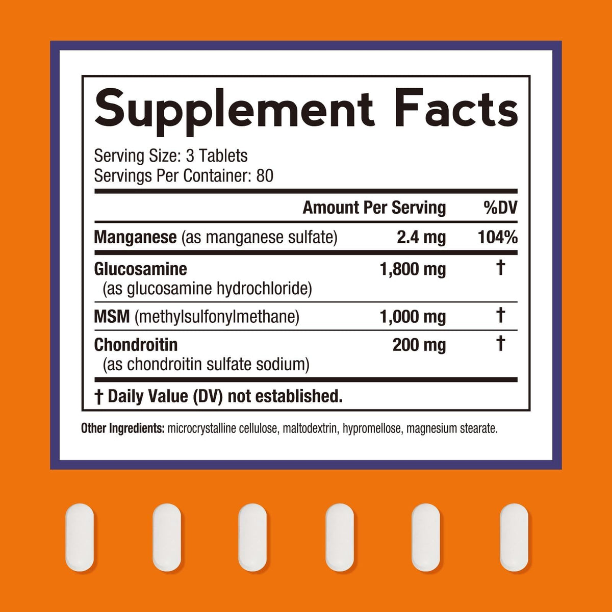Vue arrière de l'emballage Doctor's Recipes Glucosamine 1800 mg