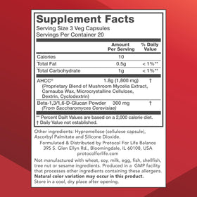 Vue arrière de l'emballage du complément AHCC 600mg