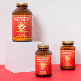 Vue arrière de l'emballage du complément alimentaire Vitamine C HEALTHFORCE SUPERFOODS