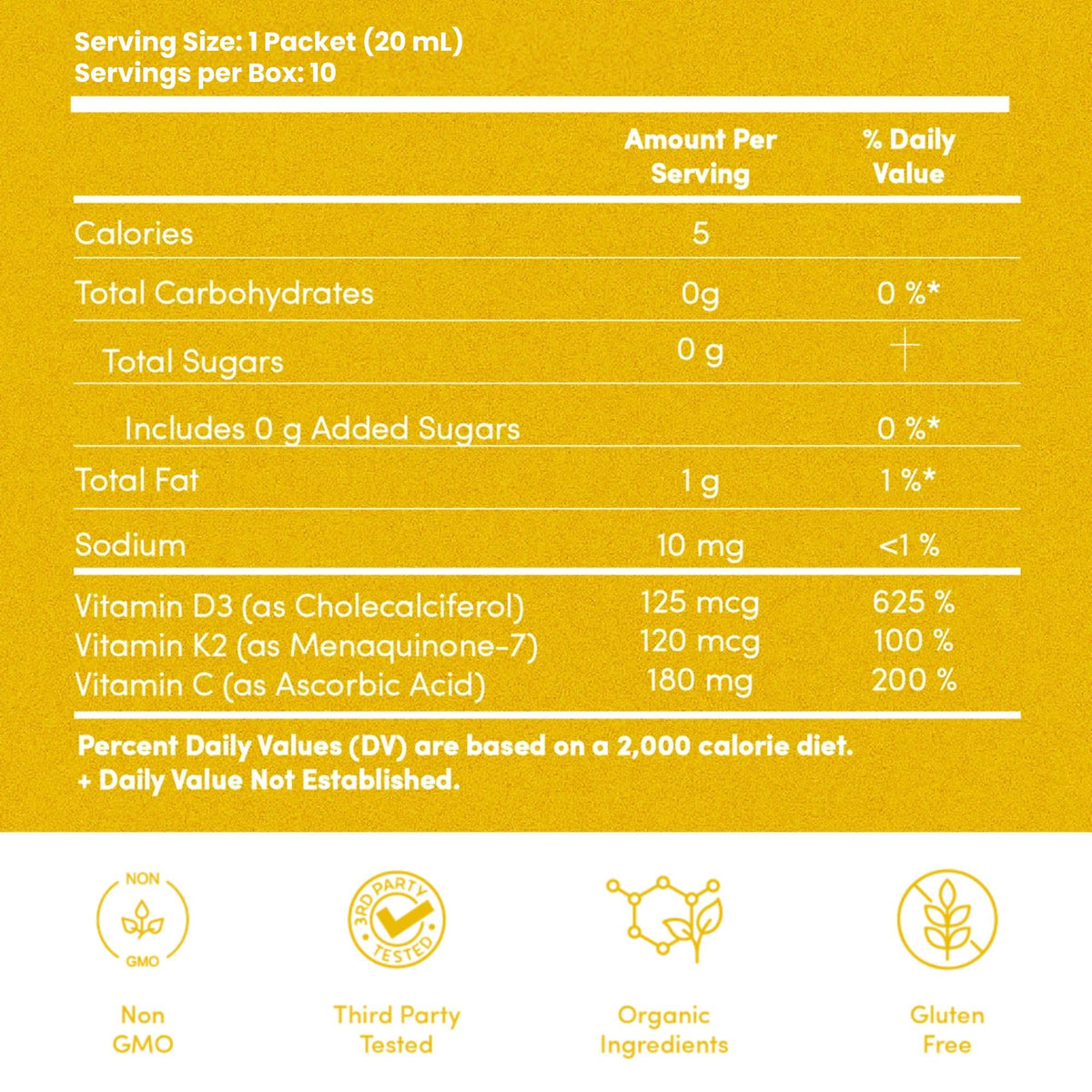 Vue arrière de l'emballage du Liposomal D3 avec K2