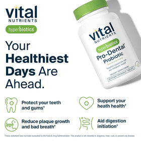 Vue arrière de l'emballage Hyperbiotics Probiotique Dentaire
