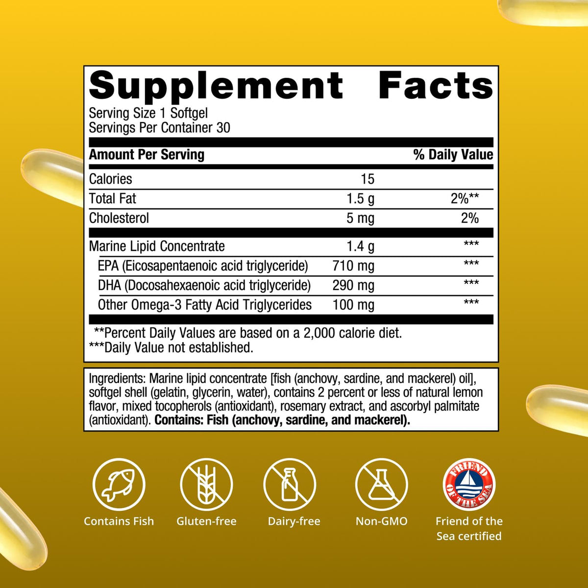 Vue arrière de l'emballage Metagenics OmegaGenics Omega-3