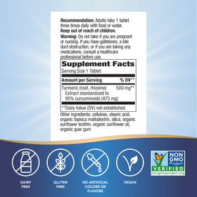 Vue arrière de l'emballage Nature's Way Curcuma Premium Extrait