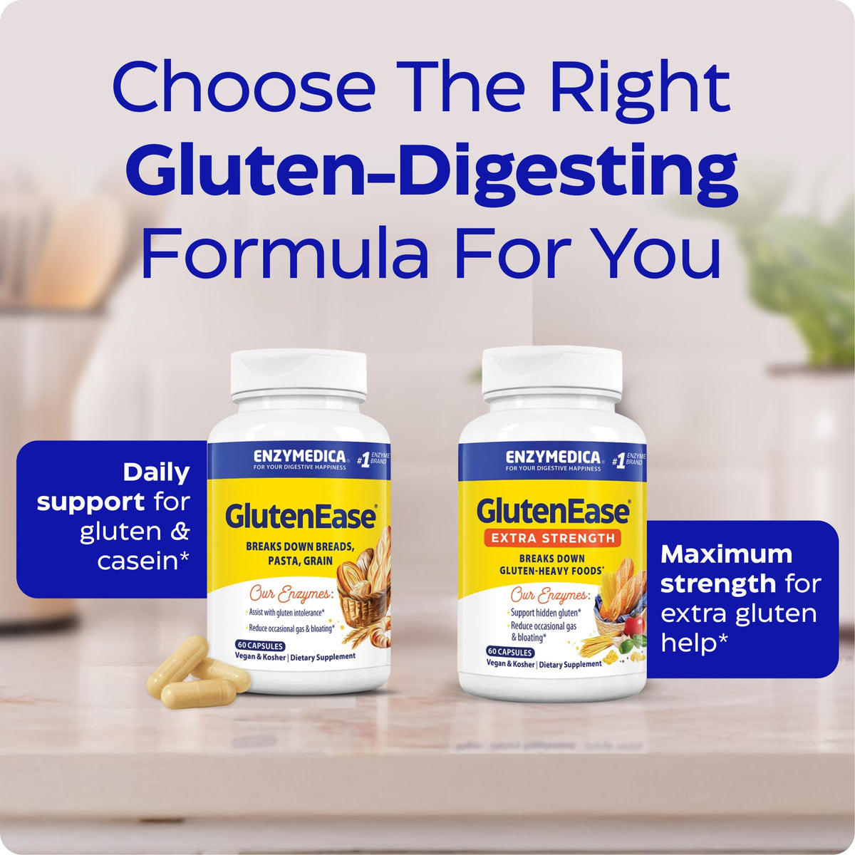 Vue arrière de la boîte d'Enzymedica GlutenEase Extra Strength