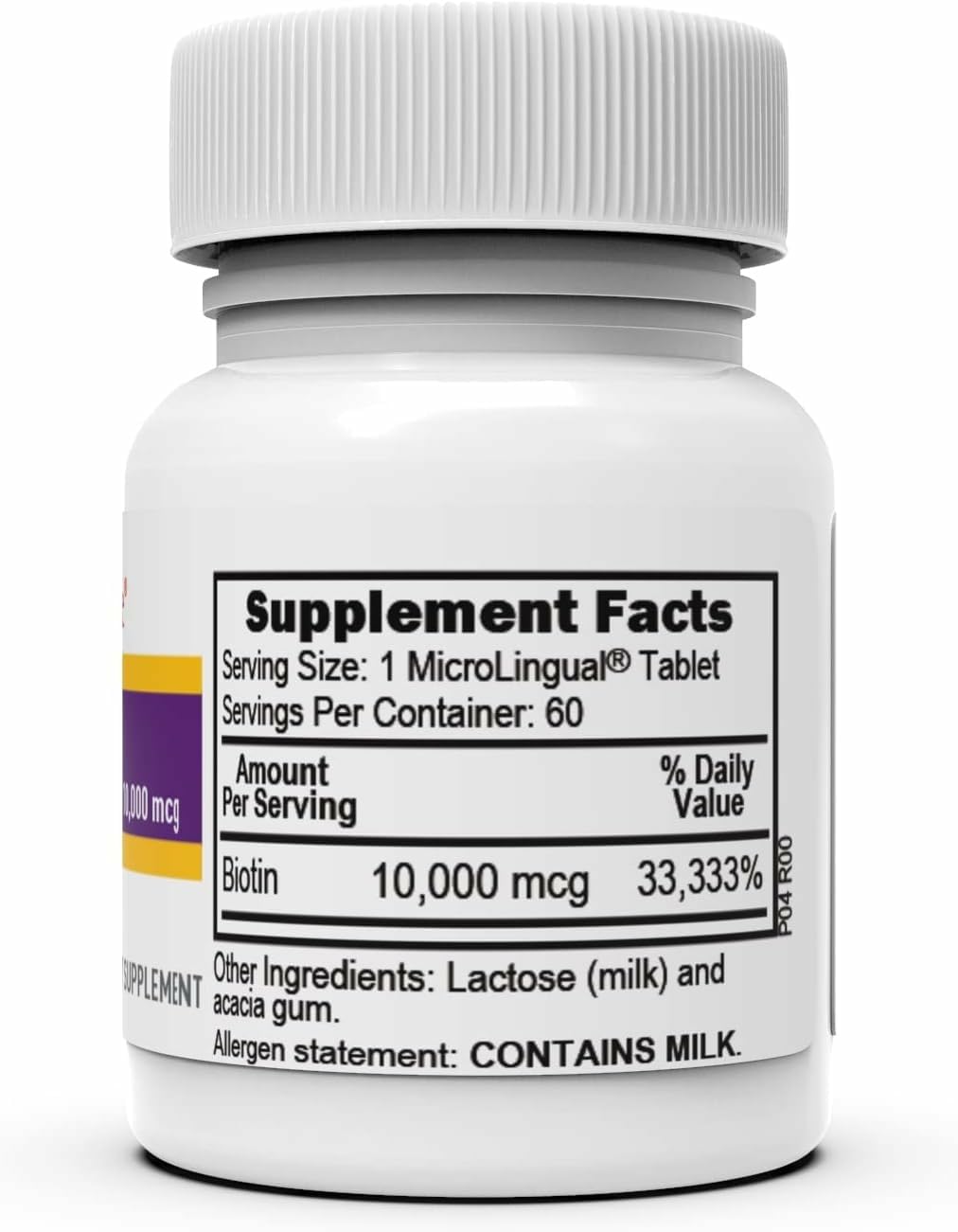 Vue arrière de la boîte de Biotine 10 000 mcg de quality Source