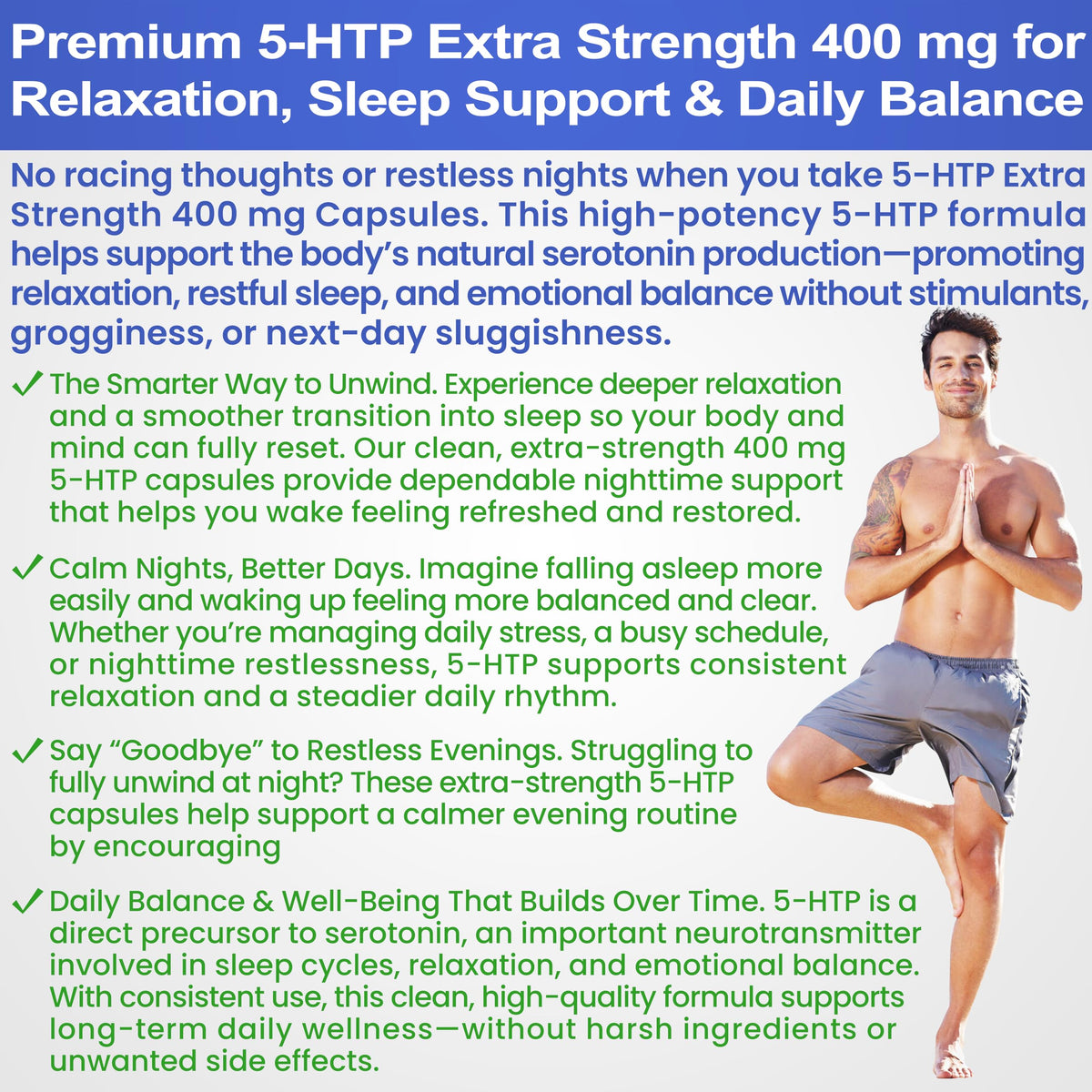 Vue arrière de la boîte de BioWisdom 5-HTP 400mg