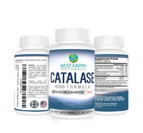 Vue arrière de la boîte de Complément Catalase 10 000 Best Earth Naturals