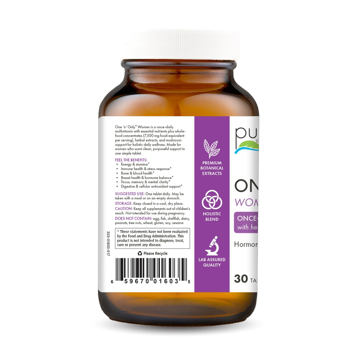 Vue arrière de la boîte de multivitamines pour femmes PURE ESSENCE LABS