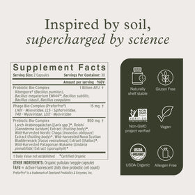 Vue arrière de la boîte de Terraflora Advanced Care Synbiotic, informations nutritionnelles