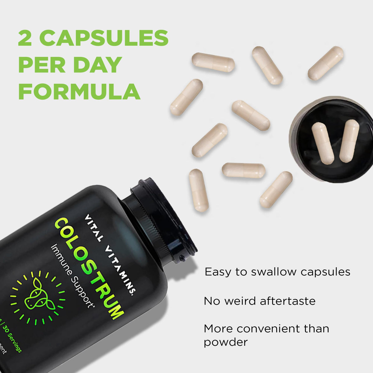 Vue arrière de la boîte de Vital Vitamins Colostrum