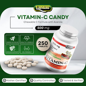 Vue arrière de la boîte des bonbons à mâcher Vitamine C LANDAU