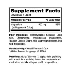 Vue arrière de la boîte Earth’s Splendor Magnésium 500 mg