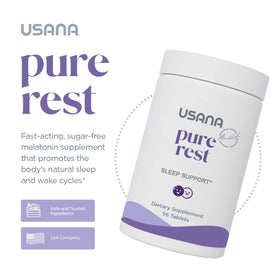 Vue arrière de la boîte USANA Pure Rest avec informations nutritionnelles