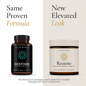 Vue arrière de la bouteille ACEWORKZ Restore Mousse de Mer Minéral