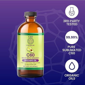 Vue arrière de la bouteille C60 Purple Power C60 avec informations nutritionnelles