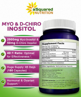 Vue arrière de la bouteille de aSquared Nutrition Myo-Inositol