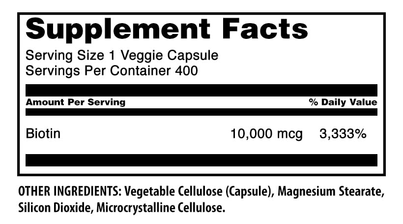 Vue arrière de la bouteille de biotine Amazing Nutrition
