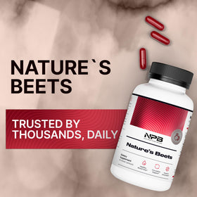 Vue arrière de la bouteille de capsules de betterave bio Nature's Pure Blend