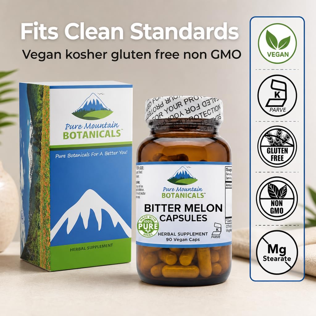 Vue arrière de la bouteille de capsules de melon amer