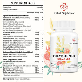 Vue arrière de la bouteille de complément polyphénols Sihat Sejahtera